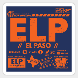 Vintage El Paso ELP Airport Code Travel Day Retro Texas Travel Tag Magnet